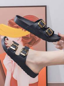 2025 New Thick Sole Non-Slip Beach Sandals For Women, Casual Wedge Slippers For Outdoor Wear - Black - View 6