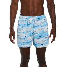 Nike Men's Flock Logo-Print 5" Swim Trunks - Aquarius Blue - View 4