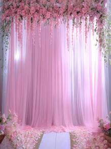 2 件粉色透明背景窗帘，适合派对、婚礼、派对、生日、拍照亭背景装饰、返校情人节 - 粉色 - 查看 9