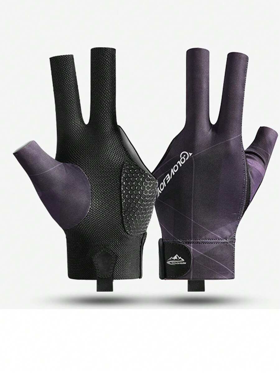 1 chiếc găng tay chơi bida/bi-a hở đầu 3 ngón nhẹ và thoáng khí, chống trượt - Màu tím - Xem 1