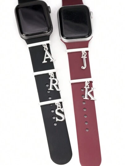 Metallische Textur 26 Buchstaben Silbrige Anhänger Armband Dekorativ Ringe Charm, Denkwürdiges Geschenk für Familie, Freunde & Klassenkameraden - 1 Stück als Geschenk für Studenten zum Schulanfang