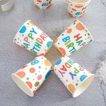 Happy Birthday Party Supplies Set, Disposable Paper Birthday Plates, Napkins, Cups And Colorful Decoration Items, Stylish Party Gift,Christmas