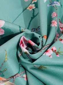 Vestido de manga larga y cintura ceñida con estampado floral, transpirable, para niña preadolescente