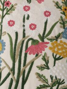Miater 花朵刺繡靠墊套不附帶墊芯 - 彩色 - 查看 3