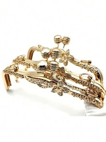 Customized Hanging Plating Light Gold Flower Surface Design Purse Metal Frame For Evening Bag - Gold - View 4