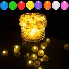 20 piezas Luces de globo LED amarillas, bombillas redondas pequeñas para globos, perfectas para fiestas de cumpleaños, bodas y divertida decoración interior/exterior - Amarillo - Ver 3