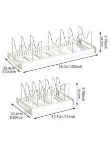 CASEGRACE 1pc Adjustable Kitchen Storage Rack, Pot Lid Holder, Retractable Inner Cabinet Pot & Pan Organizer, Countertop Bowl & Plate Rack, Multi-Purpose Kitchen Storage Supplies