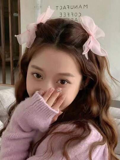 قطعتان مشبك شعر بشكل فراشة من الشبك الناعم، مشابك شعر لعيد الحب، مشابك شعر للمدرسة