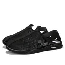 Men's New Summer Mesh Casual Shoes, Half Slippers, Versatile Shoes, Beach Sandals - Black - View 3