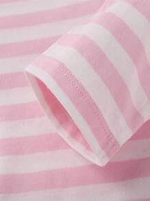 Annil Tween Girls  3/4 Sleeves  Dress Spring/Summer Leisure Stripe Spliced Dress