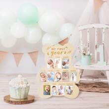 1PC Wooden Newborn Calendar Card Frame, Milestone Picture Frame For The First Year, Wooden Bear Shaped Baby Commemorative Picture Frame Baby Shower Family Decorations Gifts Baby Shower Easter Gift Things For Girls/Boys