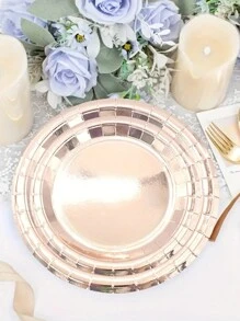 40pcs Disposable Paper Plates, 9-Inch And 7-Inch, Suitable For Wedding And Birthday Parties, Gold/Rose Gold/Silver Colored Dessert Decoration, BBQ/Cake Plate Tableware, Baking Utensils,Christmas