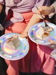 40pcs Disposable Paper Plates, 9-Inch And 7-Inch, Suitable For Wedding And Birthday Parties, Gold/Rose Gold/Silver Colored Dessert Decoration, BBQ/Cake Plate Tableware, Baking Utensils,Christmas