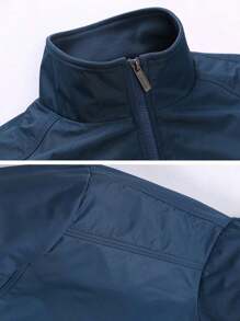 Hombres Primavera y Otoño Moda Chaqueta Abrigo Invierno Negro Azul Verde Simple Outerwear Tops Chaquetas y abrigos para hombre - azul real - Ver 4