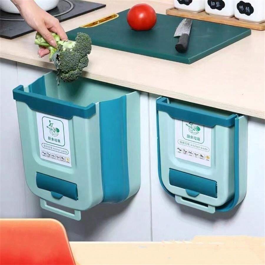 Kitchen Wall Mounted Trash Bin Household Sliding Cover Hanging Large Trash Bin