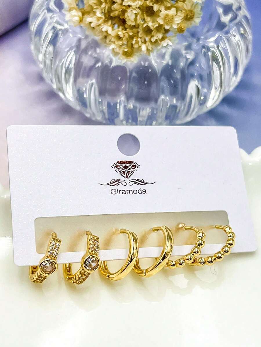Women Hoop Earrings - 金色 - 查看 1