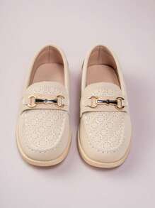 Children's Carved Pattern Lightweight Flat Casual Outdoor Student Shoes, For All Seasons - Beige - View 4