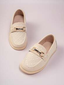 Children's Carved Pattern Lightweight Flat Casual Outdoor Student Shoes, For All Seasons - Beige - View 3