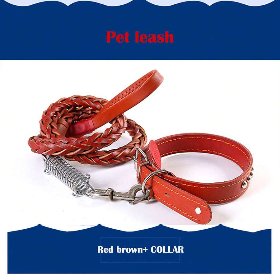 Pet Traction Rope For Dogs, 8Strand Cowhide Woven Dog Rope, Medium And
