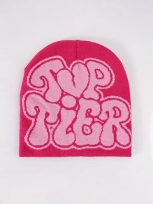 1pc Jacquard Letter TOPTIER Knitted Hat, Outdoor Sunshade Casual Cap Adjustable For Spring/Autumn, Suitable For Travel/Beach/Vacation, Sun Hat Y2K Style Youth Cap - 1PC - View 20