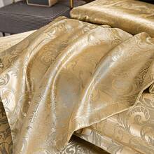 3PCS Luxury Jacquard Bedding Set European Design  Queen King Size Duvet Cover Golden  Strip Soft And Comfortable Duvet Cover And Pillowcase Set, Great For Bedroom Or Guestroom Gold Bedding (1*Duvet Cover + 1/2*Pillowcase, Without Core)