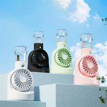 1 pieza Ventilador humidificador portátil para aire acondicionado facial con rocío refrescante, con batería recargable, humidificación hidratante, cómodo y refrescante - Multicolor - Ver 6