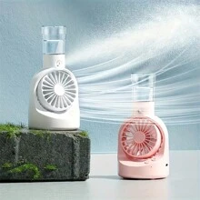 1 pieza Ventilador humidificador portátil para aire acondicionado facial con rocío refrescante, con batería recargable, humidificación hidratante, cómodo y refrescante - Multicolor - Ver 2