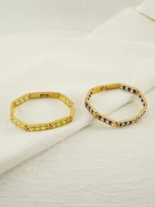 1 pièce Bracelet en acier inoxydable de mode de personnalité pour femmes, bijoux de bracelet en acier de titane de couleur or 18K