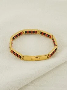 1 pièce Bracelet en acier inoxydable de mode de personnalité pour femmes, bijoux de bracelet en acier de titane de couleur or 18K