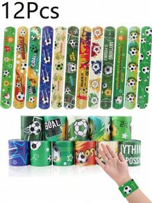 12 piezas Anillo de snap de fútbol Pulseras de golpe de fútbol de PVC Pulseras de golpe de snap para fiestas de fútbol, regalos para fiestas con bandas de muñeca para niños y niñas, Pulseras de snap de niños para bolsas de fiesta, regalos de cumpleaños de fútbol para niños Pulseras de snap de fútbol Golpeando Pulseras para fiestas de cumpleaños de niños - Multicolor - Ver 2