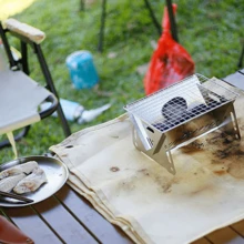 1pc Outdoor Folding Stainless Steel Mini BBQ Grill Rack - White - View 4