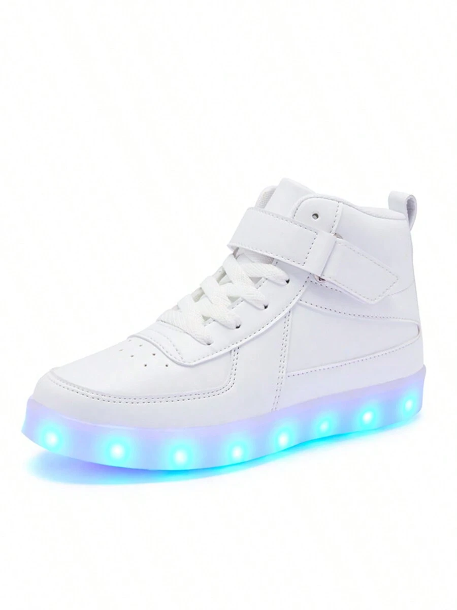 Bepoaa Kids LED Light Up Shoes USB Charging Flashing Light Up High-Top Sneakers For Boys And Girls (Toddler/Little Kid/Big Kid) - 白色 - 查看 1