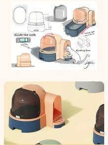 1pc Enclosed Litter Box Cat Tunnel, Spacious Cat Toilet With Drawer, Pet Supplies