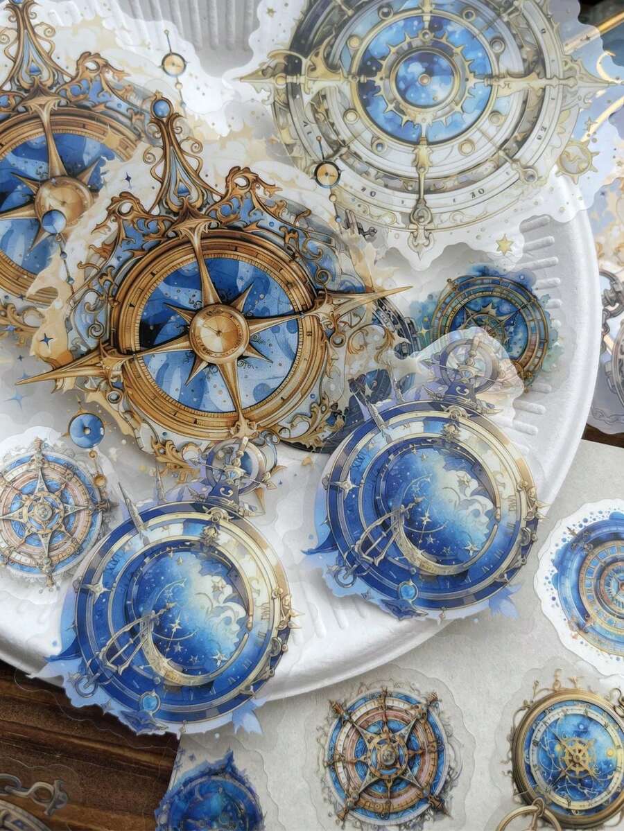 20 Cái/gói Nhựa PVC Chống Thấm Nước Vintage Miếng Dán Gói, Ngôi Sao Ma Thuật Bảng Xếp Hạng Series Giấy Vàng Bao, Cho Tạp Chí Trang Trí - Nhiều màu - Xem 1