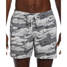 Nike 男式绒面徽标印花 5 英寸泳裤 - 黑色 - 查看 1
