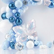 Bộ bóng bay bướm xanh và trong suốt, 88 quả bóng bay màu xanh crom ánh kim, bóng bay màu xanh Macaron và bóng bay màu trắng với 2 quả bóng bay bướm nhiều màu lớn, tuyệt vời cho tiệc cô dâu theo chủ đề bướm, đám cưới, tiệc độc thân, trang trí tiệc sinh nhật, Giáng sinh - Đầy màu sắc - Xem 9