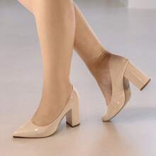 Scarpin Feminino Nude Bico Clássico Salto Alto Confortável Moda