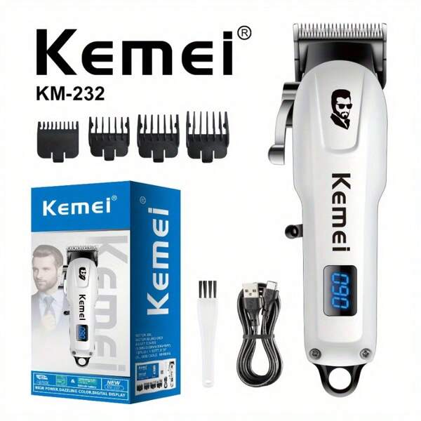 Kemei KEMEI Pro Hair Clippers - High-Speed USB Rechargeable With Digital Display For Precise Control - Ultra-Portable & Perfect For Holiday Gifting - KM-232 Series - Expert Trimming At Home