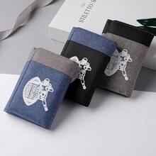 折叠帆布钱包卡夹，棒球、橄榄球印花钱包，多卡位简约潮流钱包，极简主义，男士理想礼物，纪念礼物，同学毕业礼物，团队礼物，感谢老师礼物 - 彩色 - 查看 12