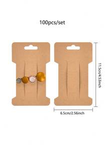 100pcs/Set Hair Clip Display Cards, DIY Kraft Paper Headband Display Cards, For Hair Clip And Headband Storage - 100PCS - View 3