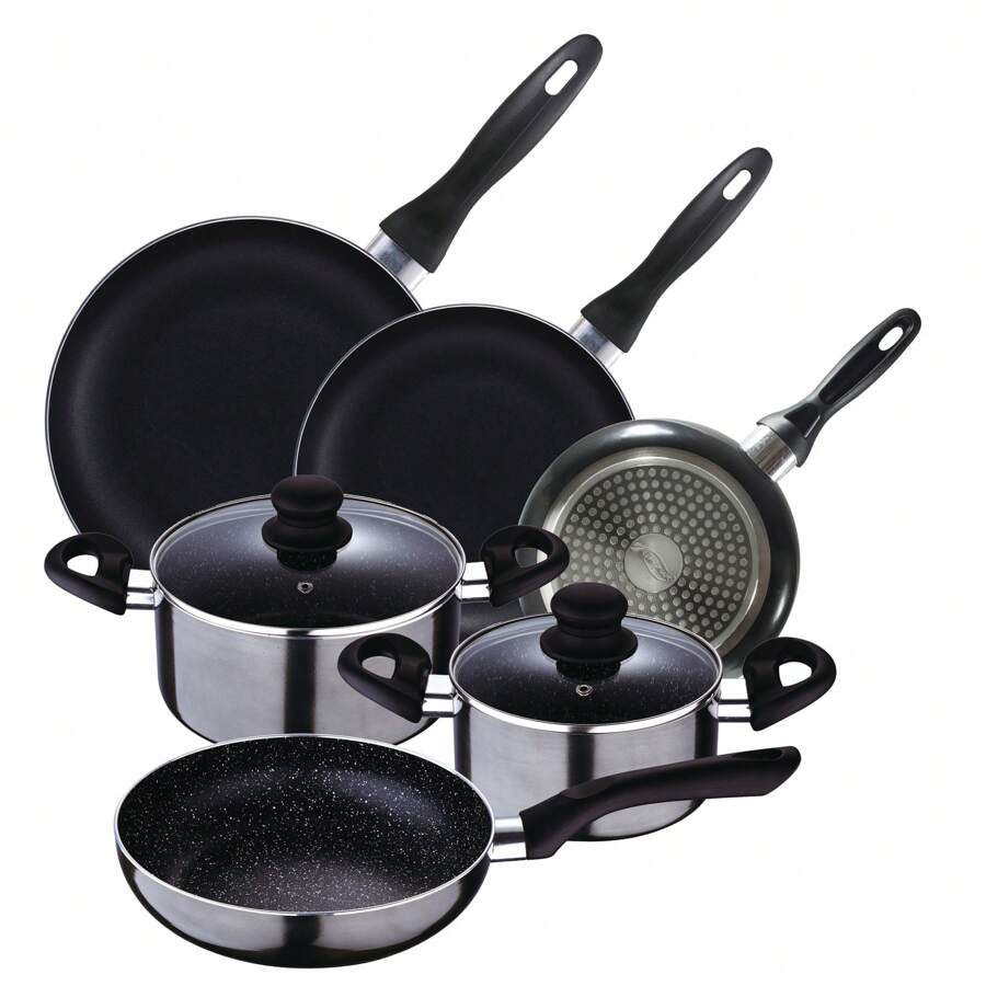 Batterie de cuisine 5 pièces en aluminium pressé + Ensemble de poêles Ø16Ø20Ø24 en aluminium pressé San Ignacio - Multicolore - Voir 1