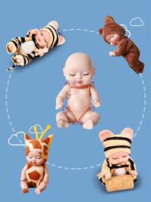1 pieza Lindo muñeco de peluche de caricatura Pequeño bribón dormido, compañero de sueño para bebés, en forma de animal, modelo de muñeco de niña miniatura interesante - Multicolor - Ver 4