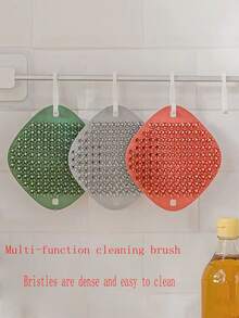 Multi-Functional Silica Gel Dishwasher Cleaning Cloth Household Multi-Purpose Dirt Is Not Easy To Dip Oil Kitchen Brush Pot Fruit And Vegetable Cleaning Brush,Vegetable Fruit Tools,Kitchen Items,Cutter,Food,Salad,Decor,Storage,Party,Birthday,Camping,Summer Beach. - Multicolor - View 15