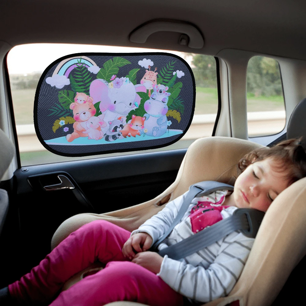 Cartoon Car Lattice Sunshade Curtain Suction Cup Blackout