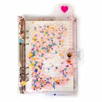 1 件闪光活页夹笔记本，45 页横线，可添加储物袋作为收银簿/更换页面作为笔记本、学校用品、返校