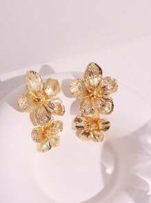 Flower Drop Earrings Valentines,Mom,Mother,Mother's Day,Gift - Gold - View 5