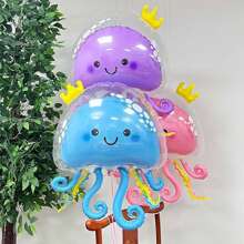 New 3D Jellyfish Octopus Bubble Balloon, Double Layer, Crown & Jellyfish, Three Colors, Cartoon, Ocean Theme Birthday Party, Cute Octopus Balloon - Pink - View 8