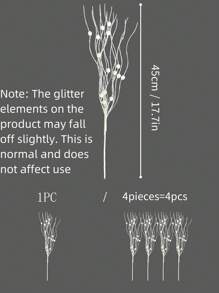 1 pièce/4 pièces/8 pièces Branche de plante artificielle blanche scintillante avec baies, fleur artificielle mignonne pour décoration de maison, adapté pour le festival, le mariage, la fête, la maison, la table à manger, la chambre à coucher, cadeau de Noël, accessoires de décoration en rotin DIY, décoration de sapin de Noël et plante de Noël, décoration d'Halloween, décoration de Noël d'intérieur et d'extérieur, décoration de chambre