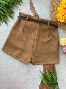 Women Shorts - 棕色 - 查看 2