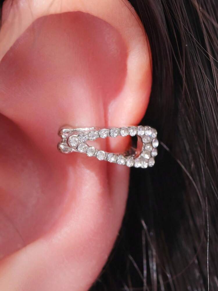 1pc Punk Fashion Cubic Zirconia Geometric Hair Clip Shape Non Piercing Women Ear Clip Party Gift